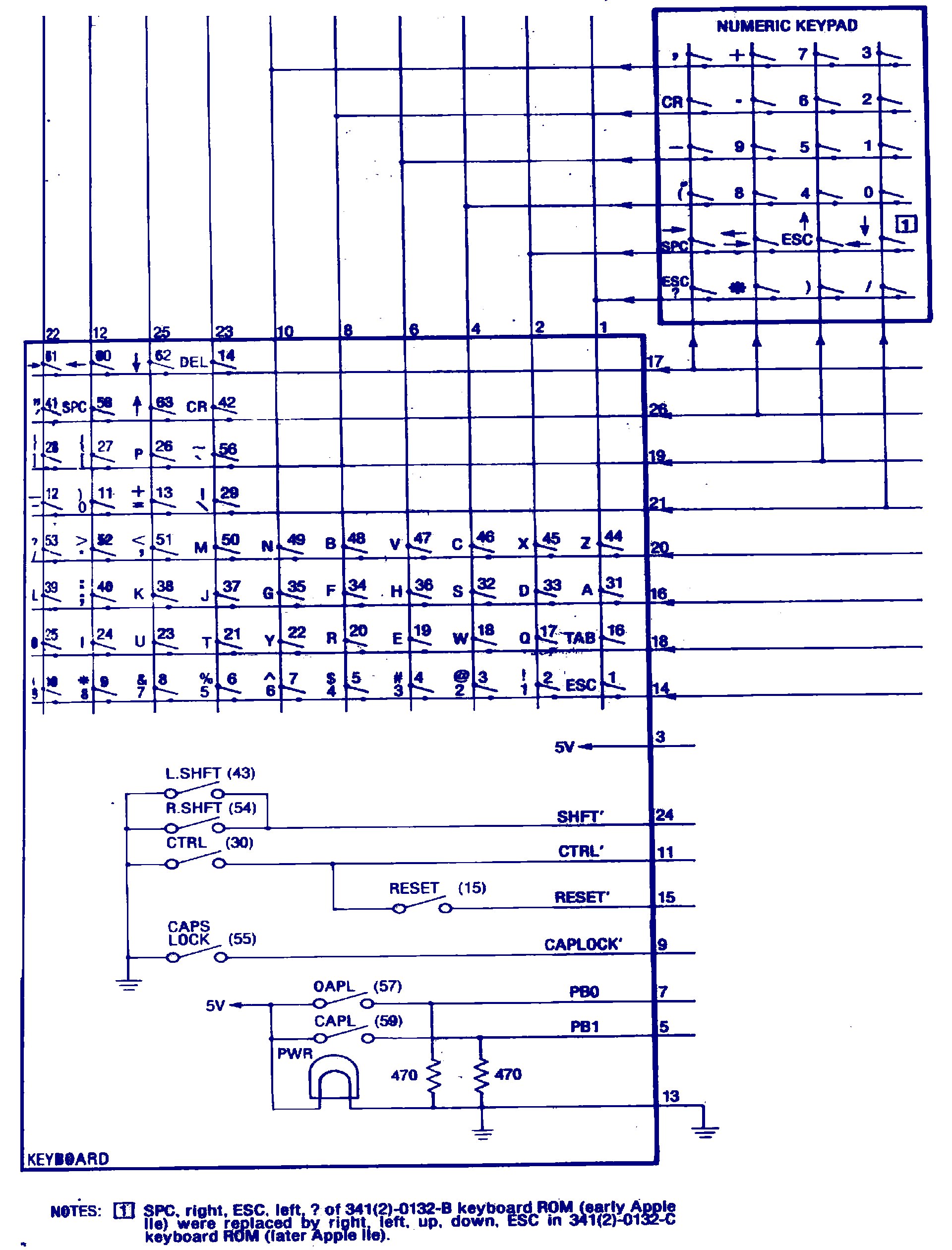 Apple IIe keyboard schematic