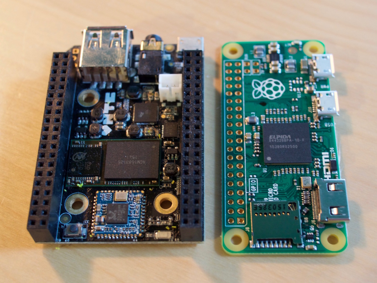  Raspberry  Pi  Zero and NTC CHIP size  comparison  Applefritter