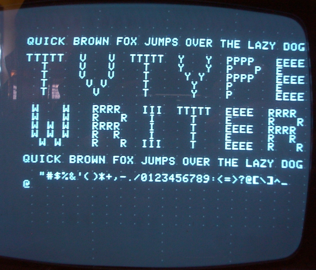 Output of Tool #3, TV Typewriter. This "ASCII-Art" was tedious to enter !