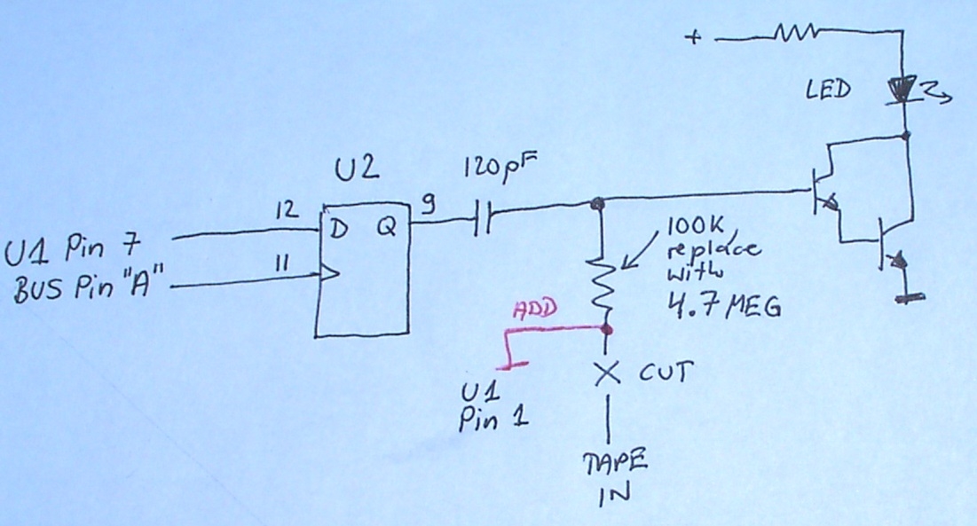 Schematic diagram of mod to make ACI volume LED work.