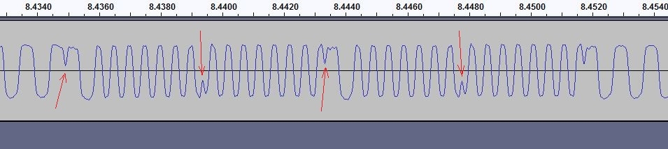 Glitches in ACI TAPE OUT signal