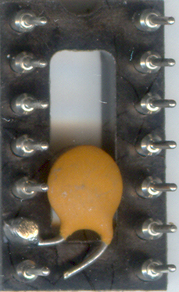 IC socket with hidden capacitor (bottom view)