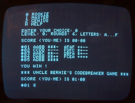 Codebreaker game screen shot