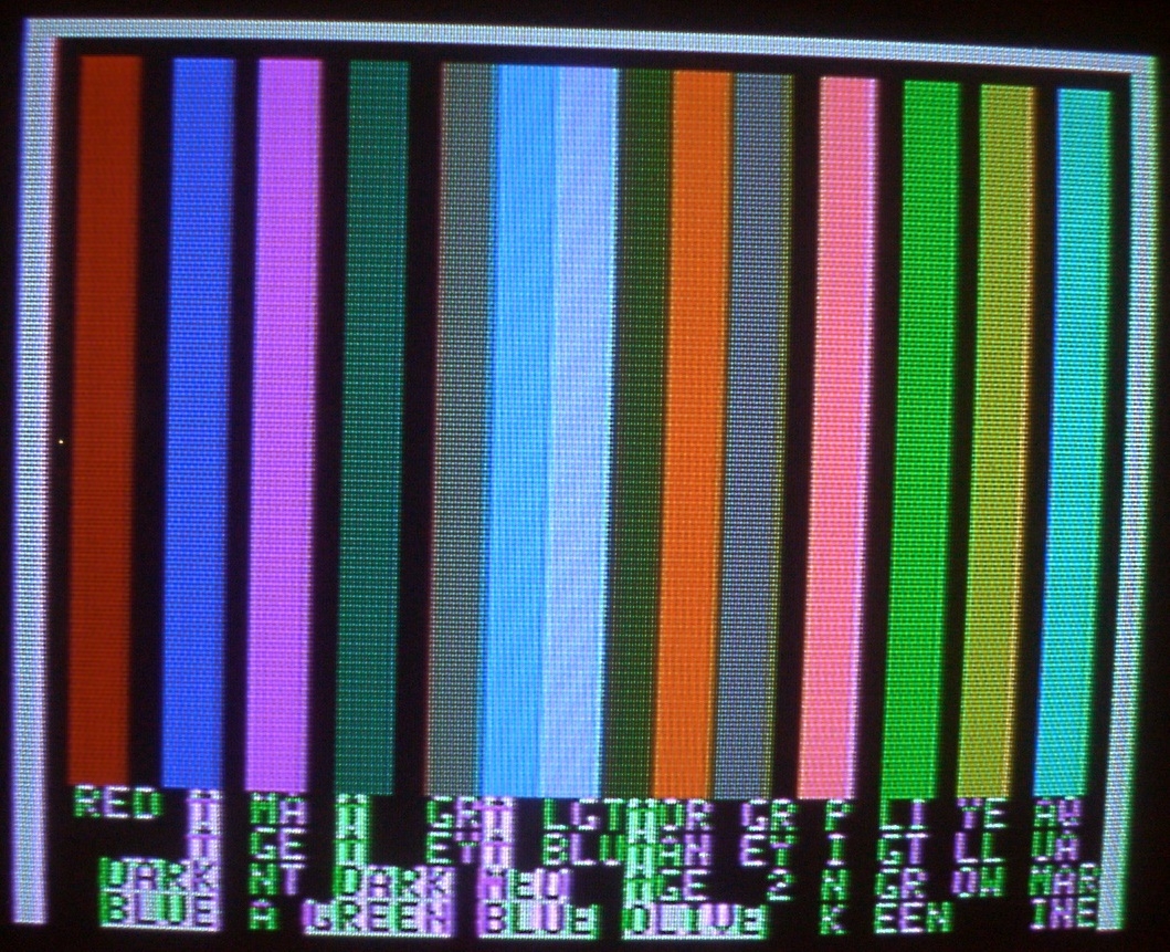 Apple-1 graphics card in LORES / split text mode (closeup of TV screen)