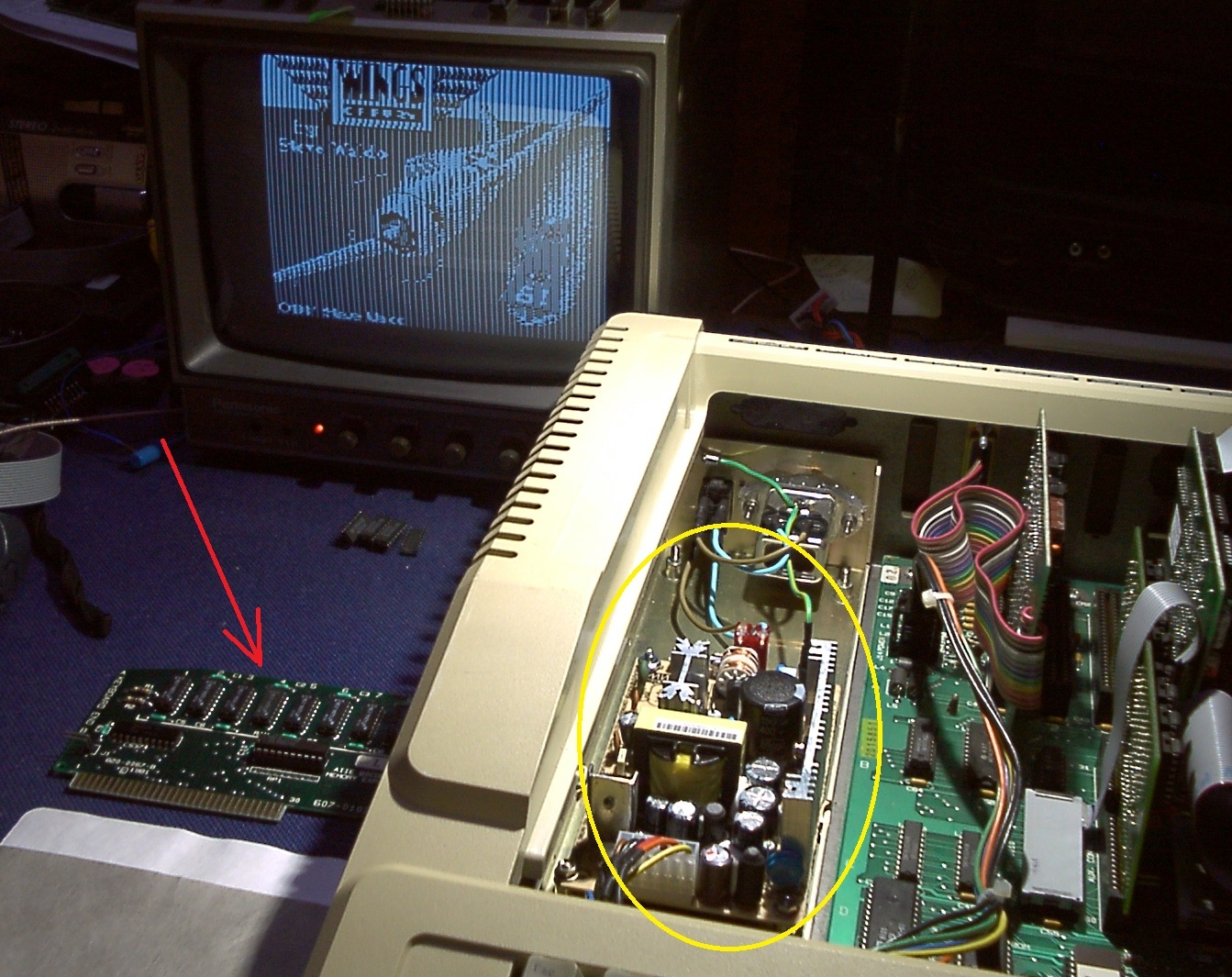 PT-65B replacing the original Apple IIe power supply PCB.