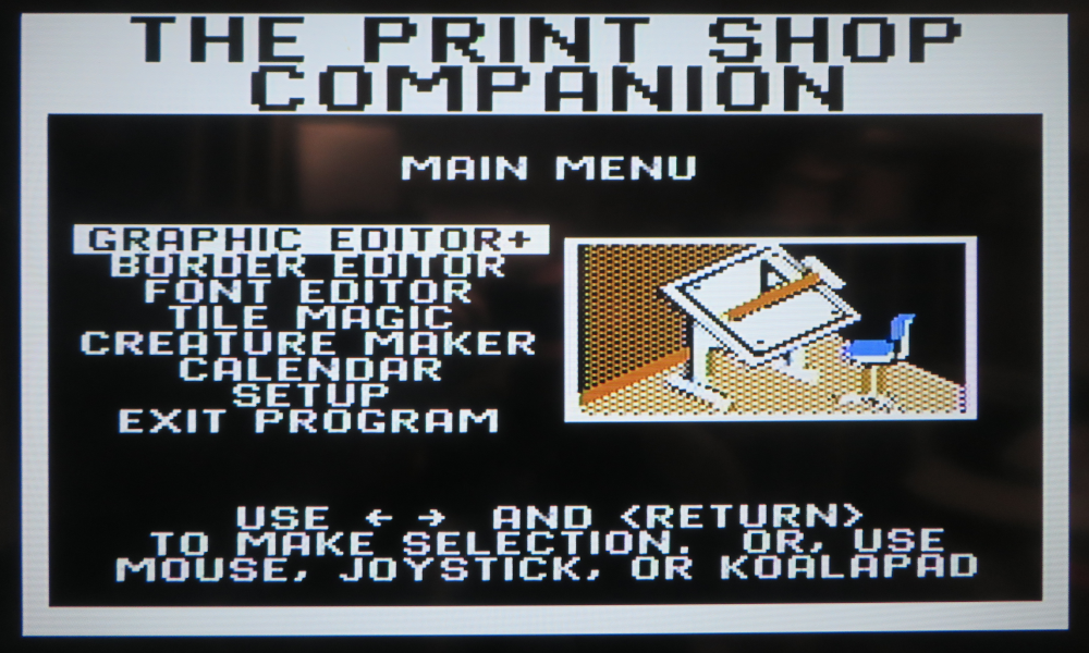 The Print Shop Companion main menu