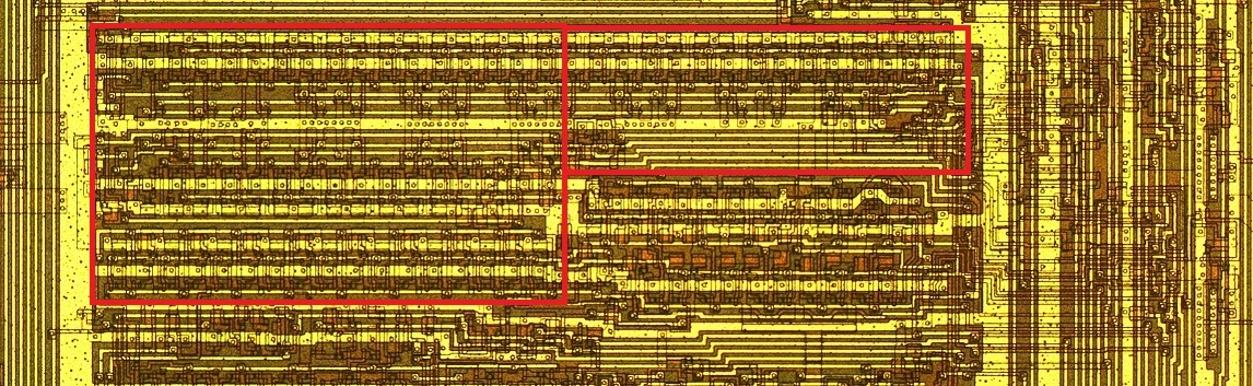 Middle section of IWM die photo with shift register (?) structures