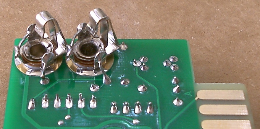 3.5mm jacks soldered into PCB