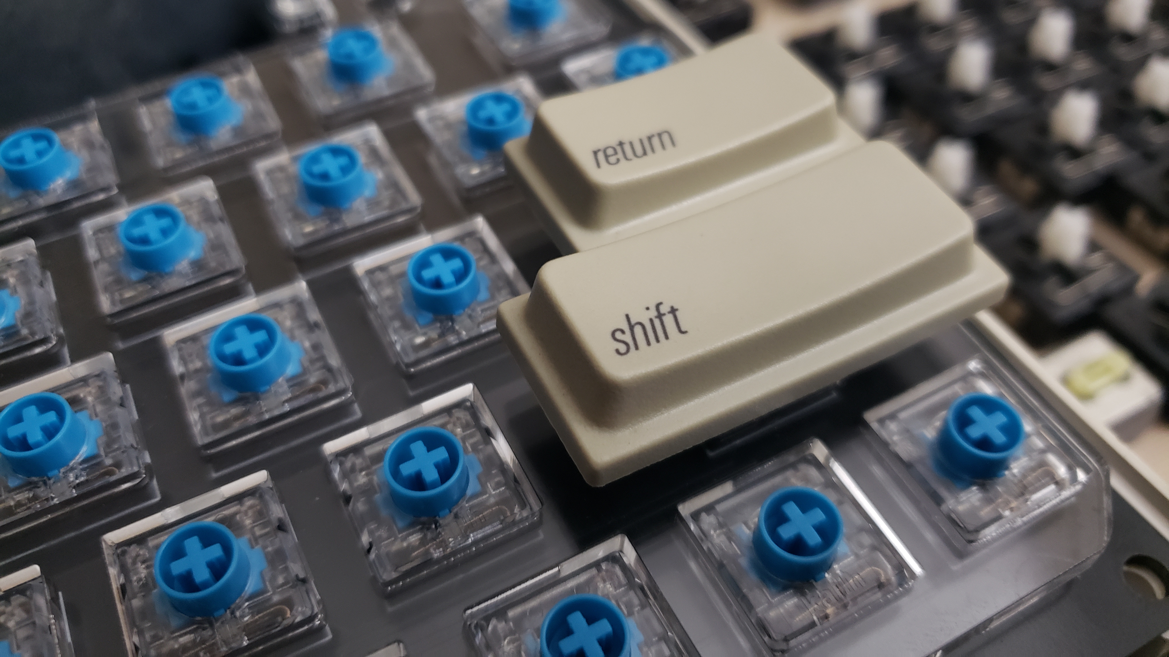 A partially assembled replacement keyboard for the Apple IIc computer