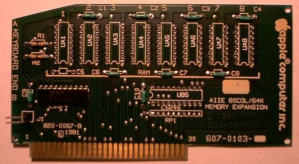 Apple IIe 64k / 80 col card with all DRAMs removed