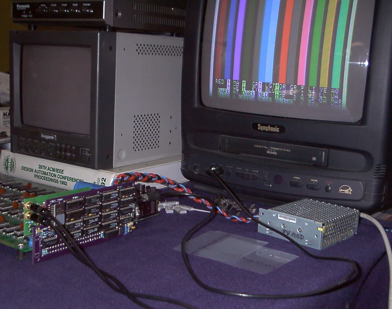 Uncle Bernie's Apple-1 color graphics card, PCB prototype in test platform