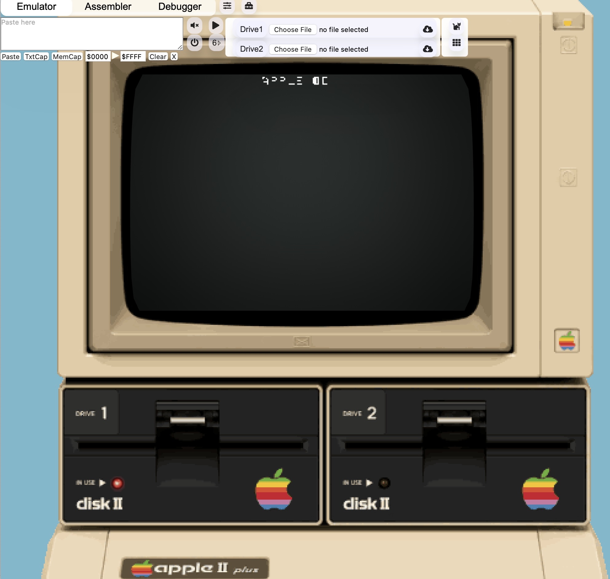 AppleII+ emulator, assembler & debugger - RetroAppleJS v1.3