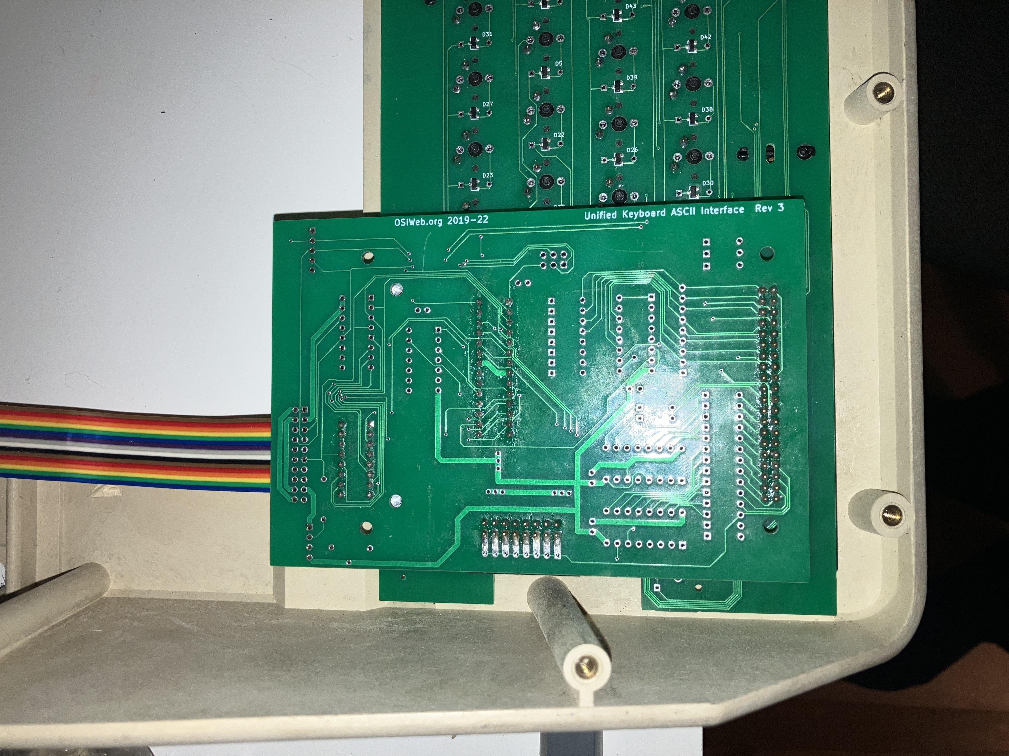 Reverse side of Unified Retro keyboard showing the encoder card in position