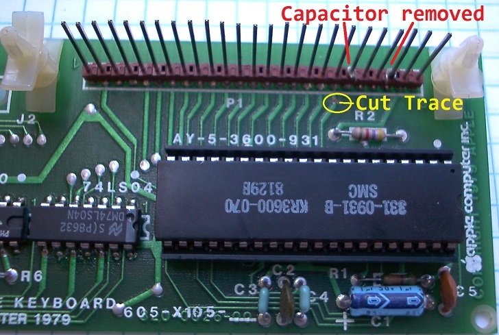 Mod for Apple2 keyboard encoder to work with the adapter of this thread.