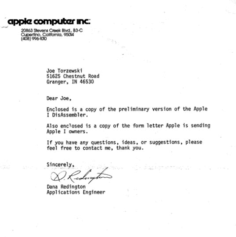 Apple I - DisAssembler letter