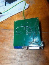 The PCB back, with a few bodge wires