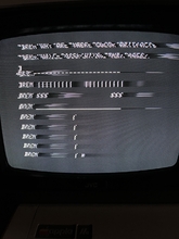 screenshot of Apple II text screen on failing JVC TV model 7860